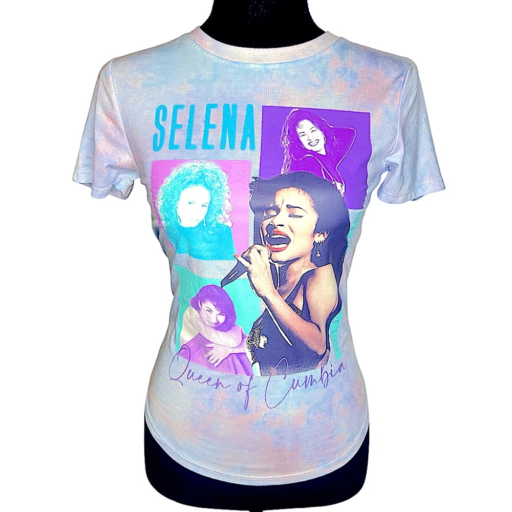 SELENA pink tie dye short sleeve shirt size XS curved hem fitted tee